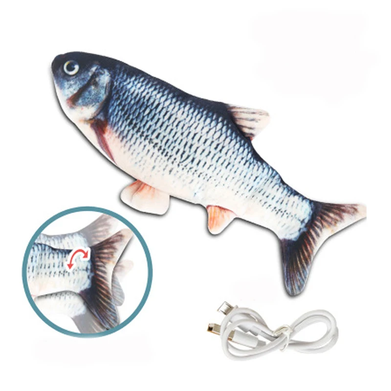 USB Elektrische Ladung Simulation Fisch Katze Spielzeug Fisch Katzenminze Katze Haustier Kauen Biss Interaktive Katze Spielzeug Diskette wedeln: WEISS