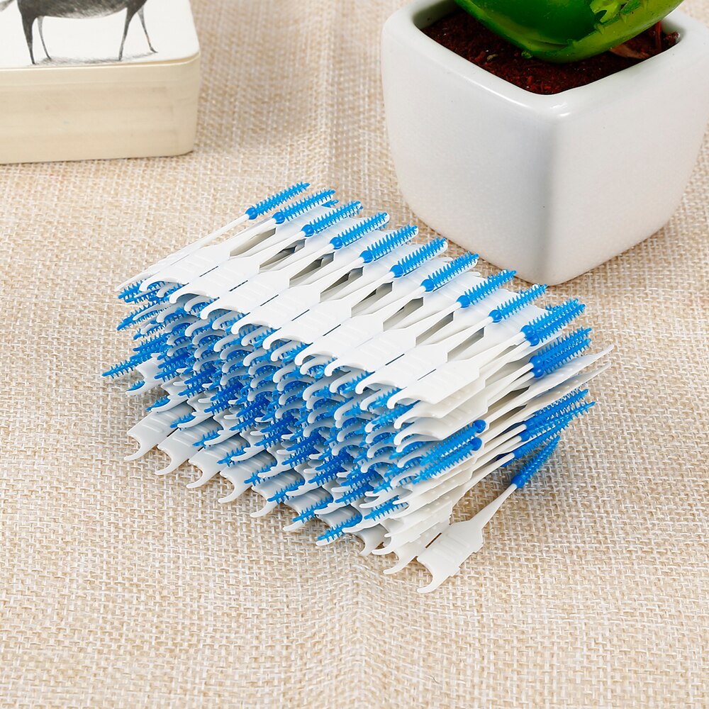 120Pcs Soft Interdental Teeth Stick Brush Dual Heads Dental Toothpicks Replacement Brush Oral Clean Care Picks Interdental Brush