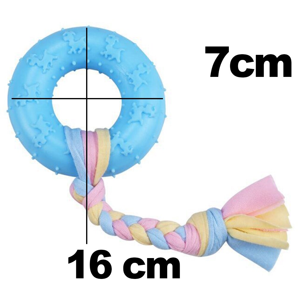 Macaron Rubber Dog Chew Toys Bone Shape Dog Chewing Toys for Large Small Dogs Teeth Clean Interactive Large Puppy Dogs Ball Toy: Blue 3