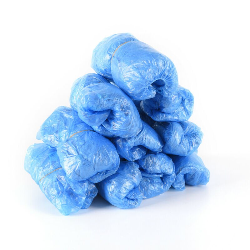 100 Disposable Shoe Cover Overshoes Blue Anti Slip Plastic Cleaning Boot Safety Rain Covers