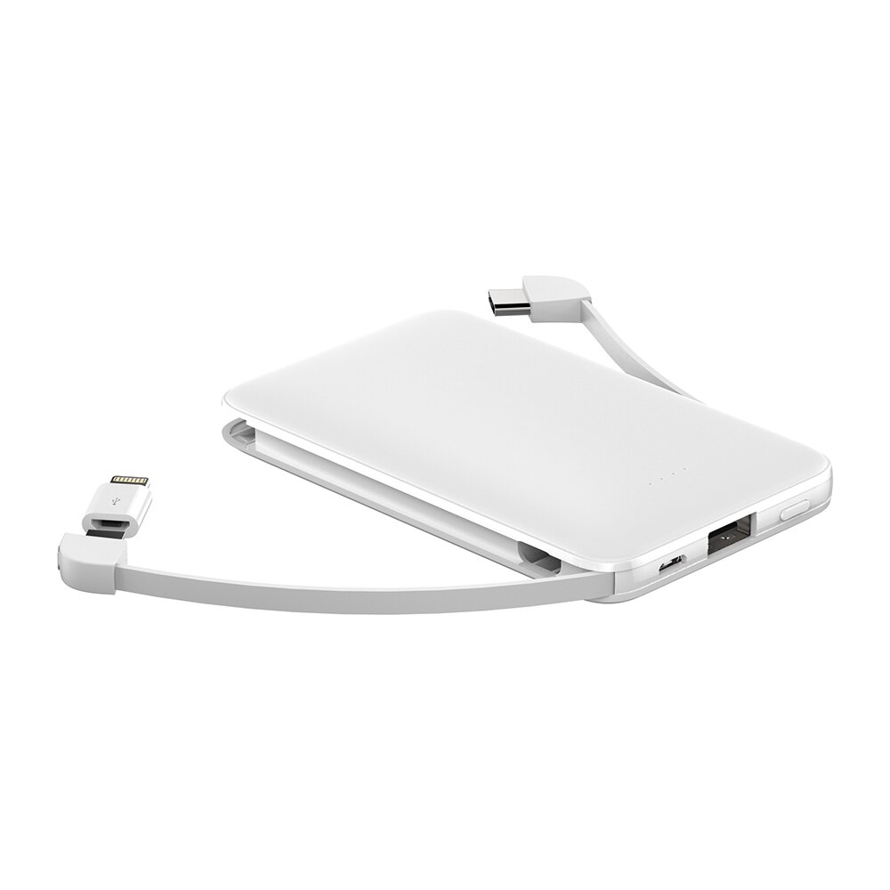 PINZHENG Energie Bank 5000mAh Gebaut-in Dual Kabel Tragbare Ladegerät Schnelle Aufladen Energie Ultra Dünne Batterie Ladegerät Energie: weiß