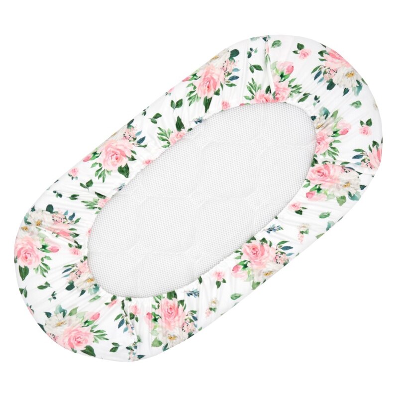 Happyy baby 2 Pcs Stretchy Baby Fitted Bassinet Sheets Cradle Moses Basket Oval Rectangle Pad Sheet Mattress Cover Crib Bed