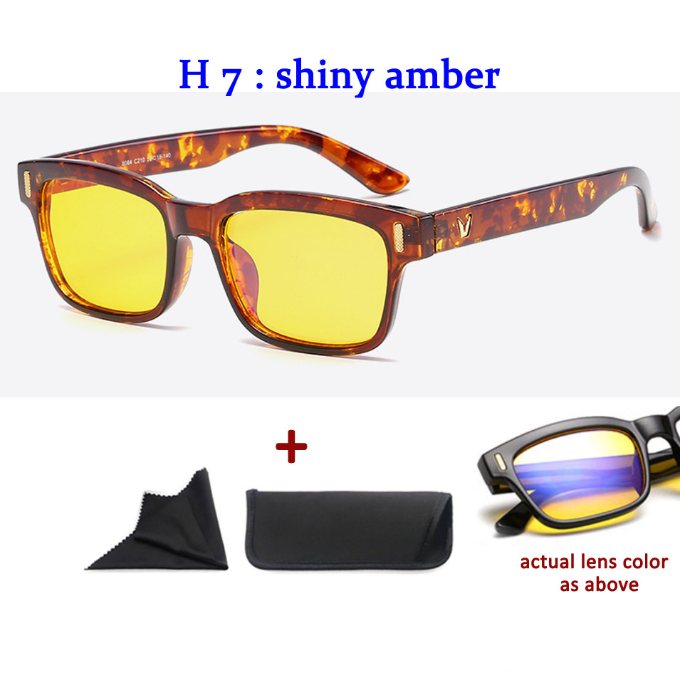 Anti Blue Rays Computer Glasses Men Blue Light Gaming Glasses Protection Spectacles Blue Light Blocking: s.amber with yellow