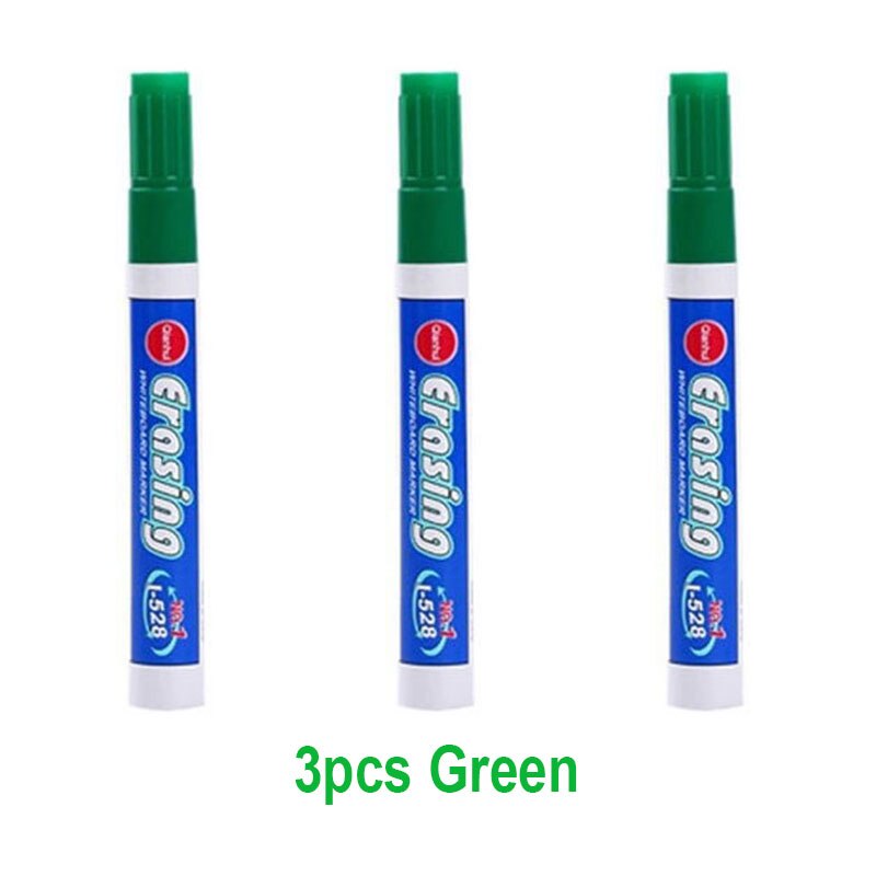 Stylos marqueurs effaçables de grande capacité, 4 couleurs, pour tableau blanc, écriture, fournitures de papeterie scolaires en classe: 3pcs Green