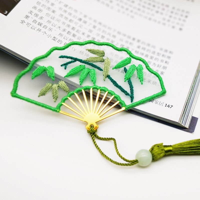 Chinese Bookmark DIY Flower Embroidery Kit Handmade Needlework Cross Stitch Handwork Art Sewing Craft Unfinished: 5 / with plastic hoop