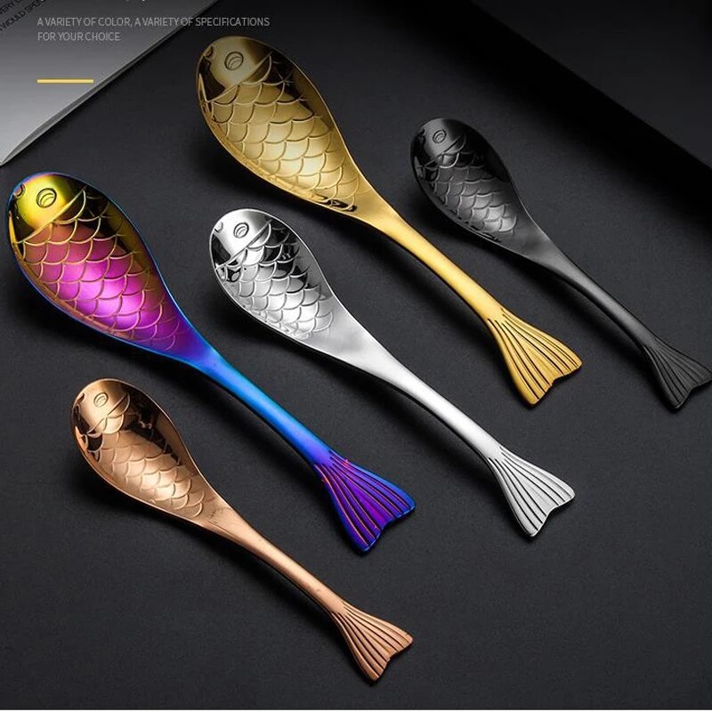 304 Stainless Steel Fish Shape Spoon Dessert Coffe... – Grandado