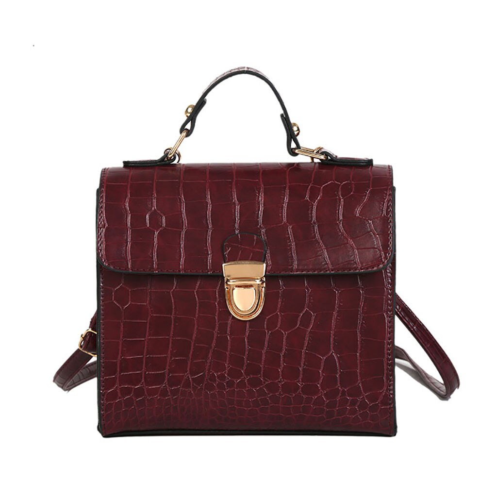 Women Vintage Crocodile Pattern Bag Wild crossbody bags for womenShoulder Bag Messenger Bag bolso mujer #j4s: Wine Red