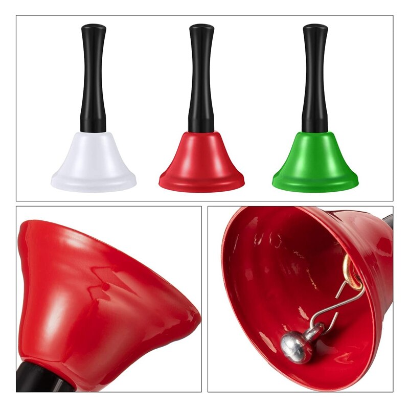 24Pcs Steel Hand Bell Call Service Hand Bells Colorful Note Handbell with Black Wooden Handles for School Dinner Calling