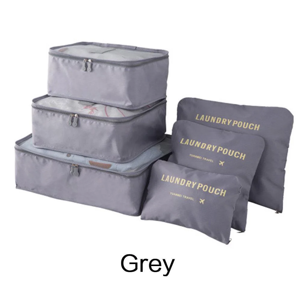 6Pcs/Set Travel Luggage Cubes Set - Foldable Storage Bags for Clothes, Shoes, Underwear, and Accessories, Suitcase Organizer