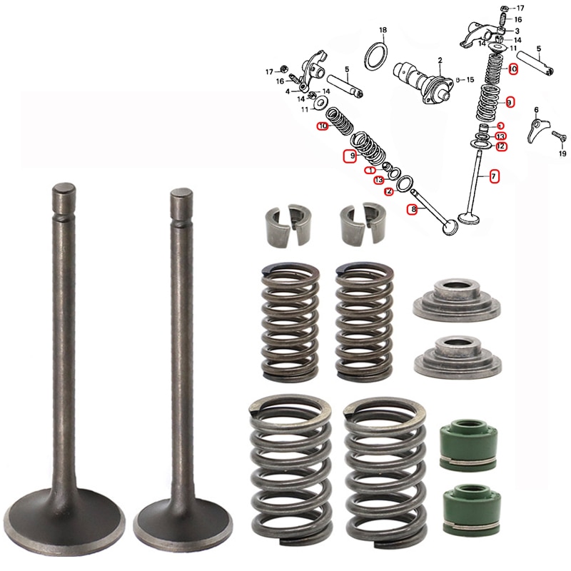 Complete Set Cylinder Head Valve Kit For Honda XR200 XR200R ATC200/S/ES/M/X XL185S Cylinder Intake Exhaust Valve Kit