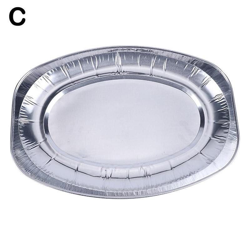 10Pcs Tin Folie Bakplaat Wegwerp Barbecue Gereedschap Voedsel Lade Wegwerp Aluminiumfolie Grill Drip Pannen Voor Bbq Weber grills: Large