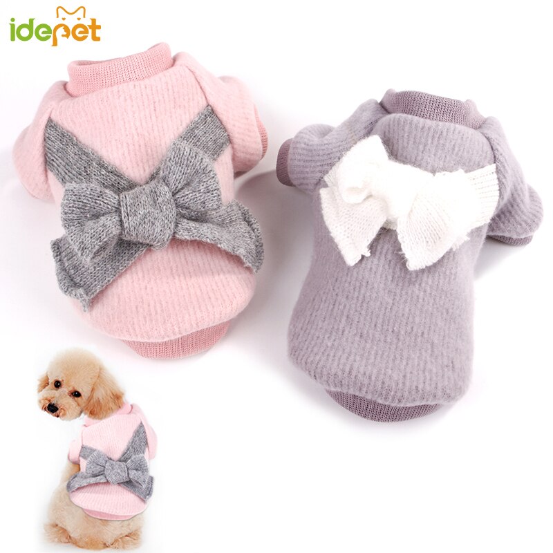 Warm Roze Hond Kleding Voor Kleine Honden Cute Puppy Pet Jas Met Boog Zoete Kat Kleding Chihuahua Pug Kleding trui 25