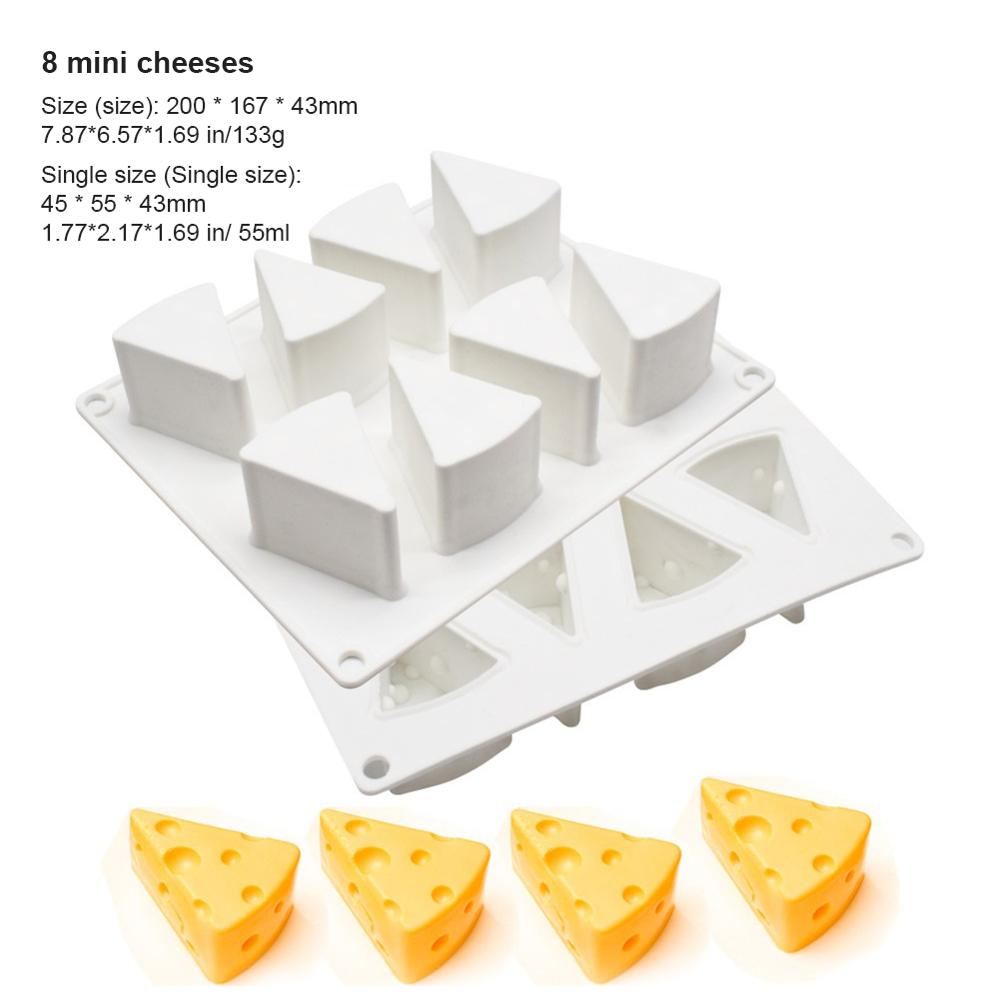 Molde de silicona con 8 agujeros/6 agujeros en forma de queso, moldes de silicona 3D para postres, utensilios de decoración de tartas, utensilio de cocina