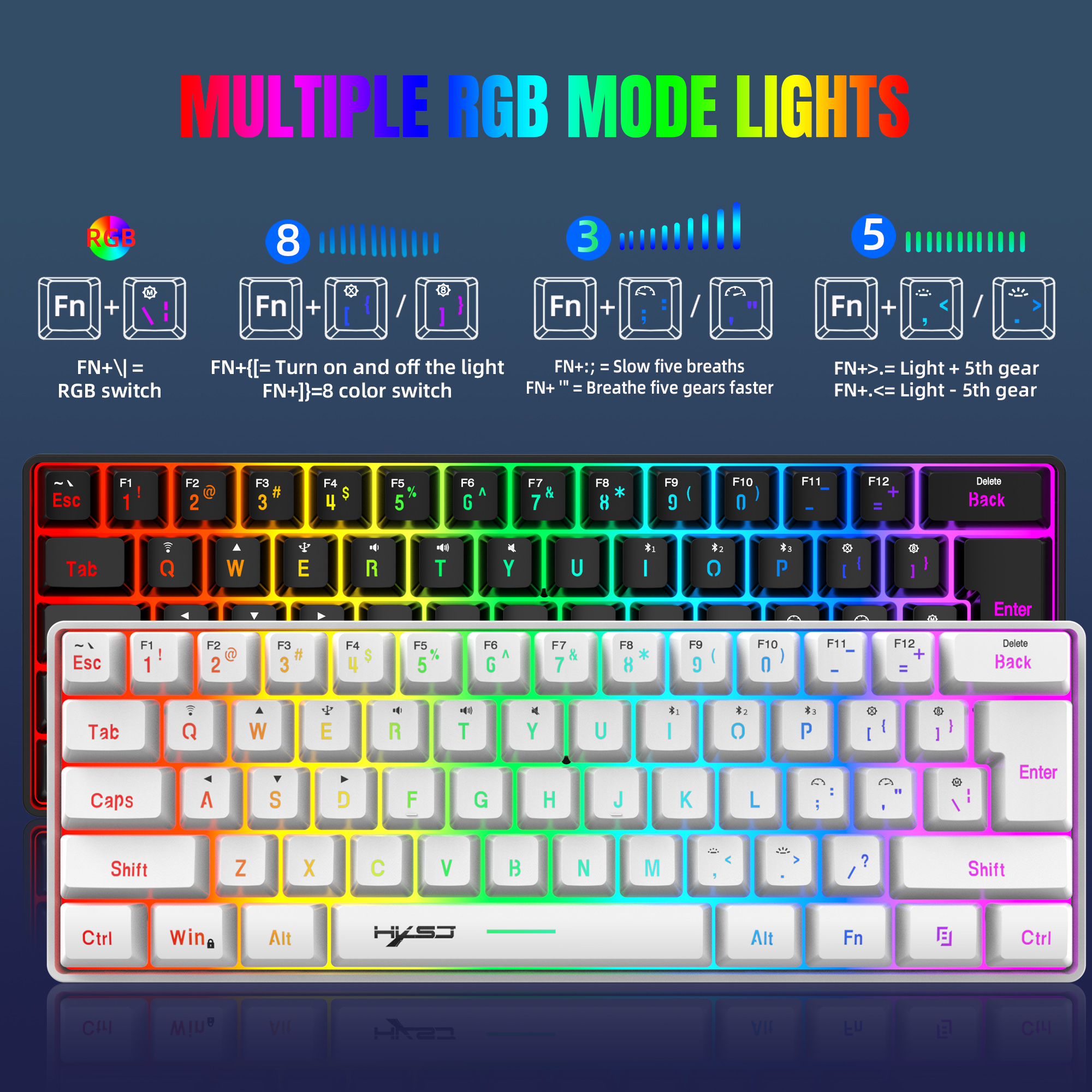 60% Wireless Gaming Keyboard and Mouse Combo, RGB Backlit Quiet Ergonomic Mechanical Feeling Keyboard, Gaming Mouse for Desktop