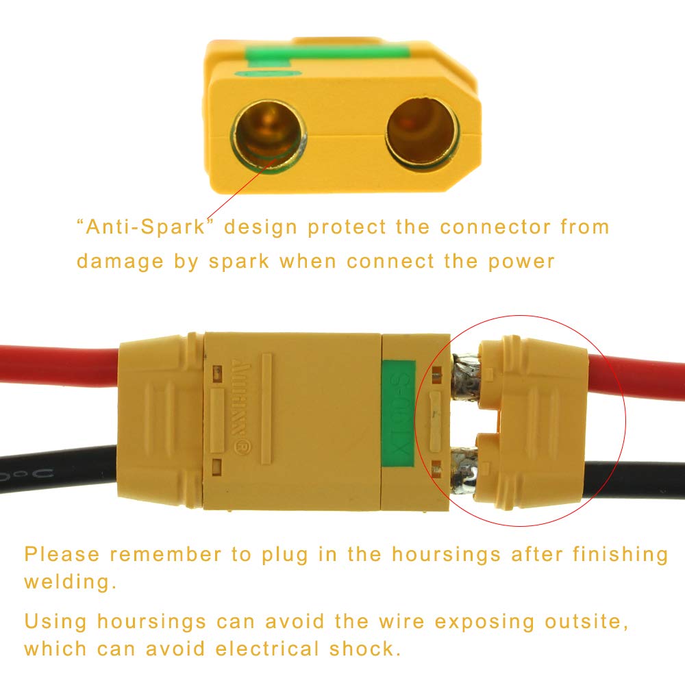 5 Pair Amass XT90S XT90-S XT90 Stecker Anti-Funken Männlich Weiblich Stecker für Batterie, ESC und Ladegerät Blei