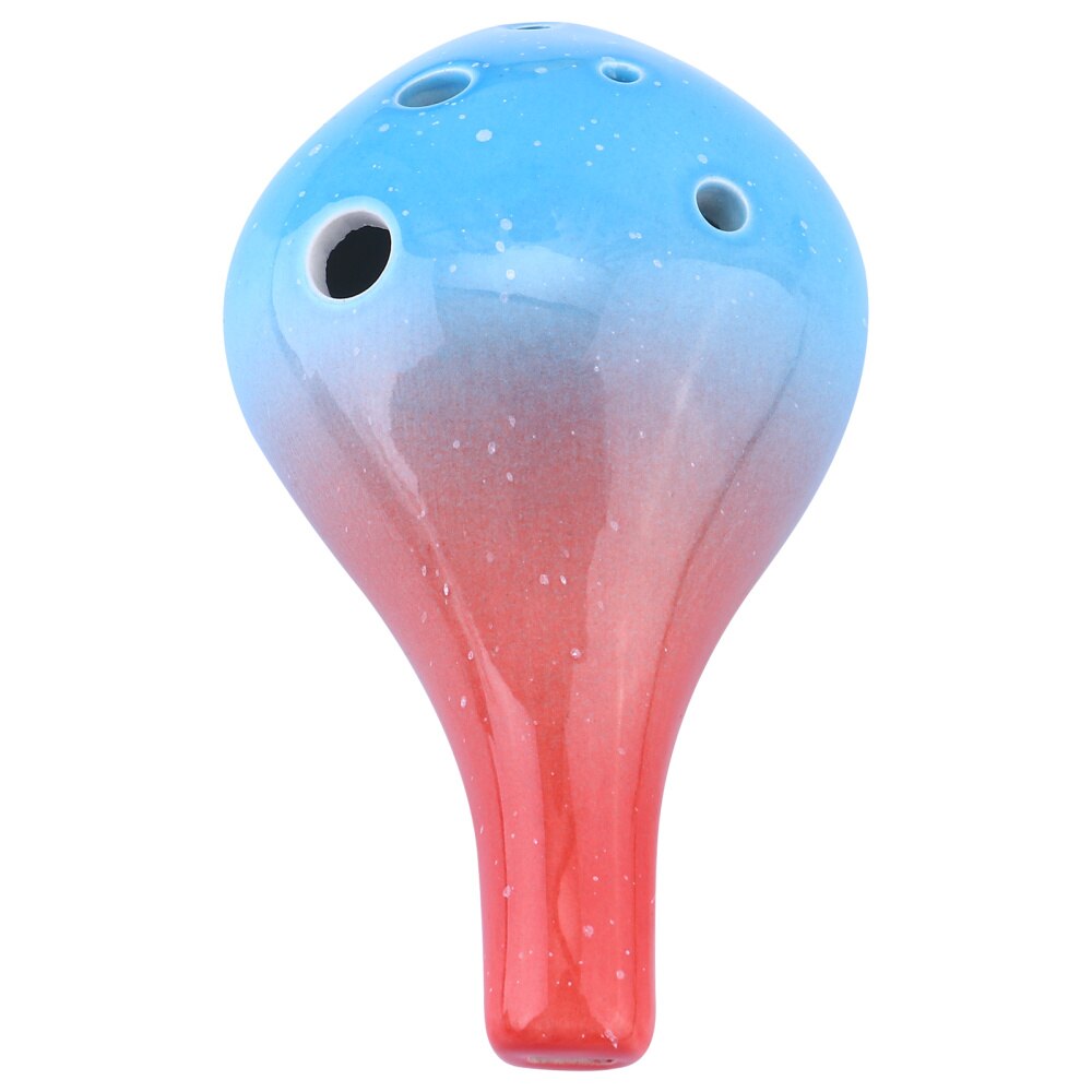 6 Hole Ceramic Ocarina - Bottle Style Ocarina Flute - Musical Instrument for Beginners: Red Blue