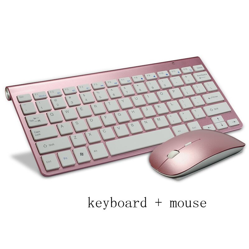 Russian English letter 2.4G Wireless keyboard mouse combo with USB Receiver for Desktop,Computer PC,Laptop and Smart TV: English pink set