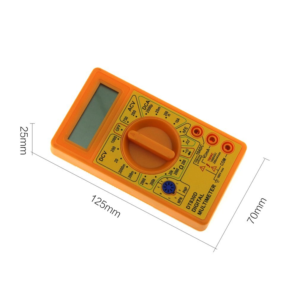 DT-830D Mini Pocket Digital Multimeter 1999 Counts AC/DC Volt Amp Ohm Diode hFE Continuity Tester Ammeter Voltmeter Ohmmeter
