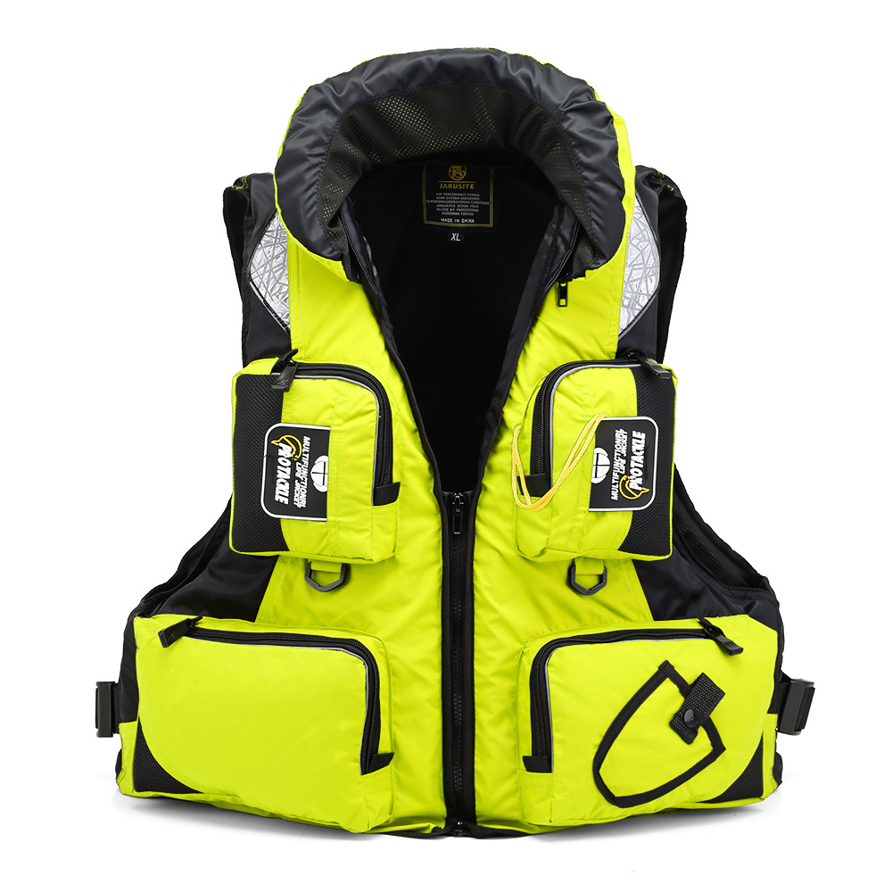 Professionelle Erwachsenen-Schwimmweste aus Polyester, Sicherheits-Rettungsweste für Angeln, Schwimmen, Bootfahren, Rafting und Wassersport: L / Grün