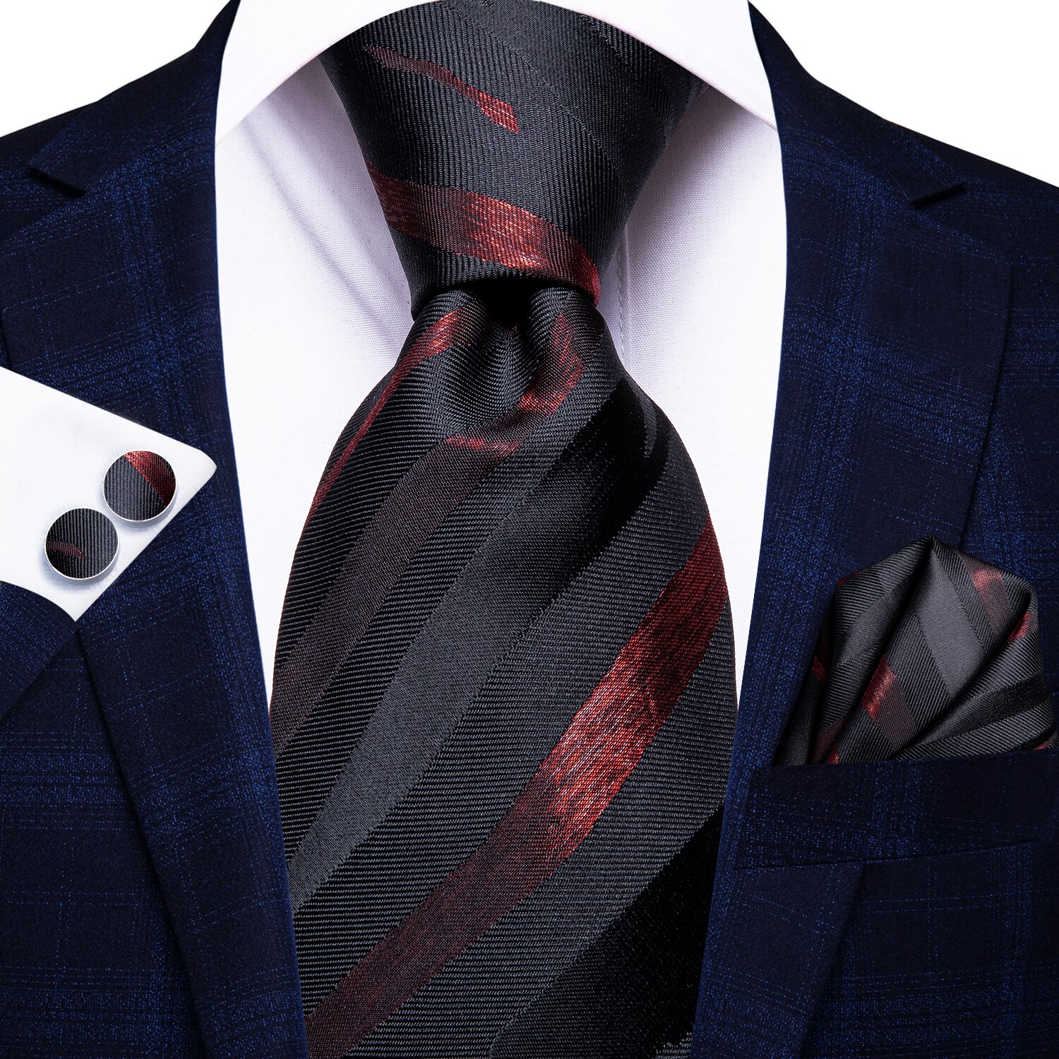 Hi-Tie – cravate à carreaux noirs pour hommes, nouvelle Business, 100% soie, 8.5cm, cravate de luxe formel, mariage de