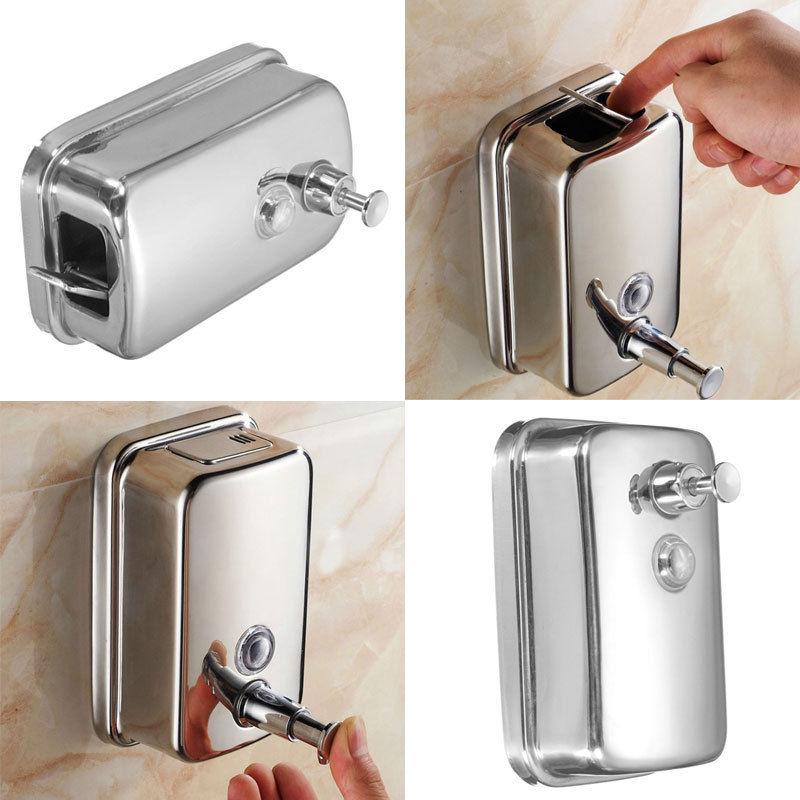 500ml Stainless Steel Liquid Soap Dispenser Wall Mounted Kitchen Bathroom Dispenser For Hand Sanitizer Shampoo Lotion Pump