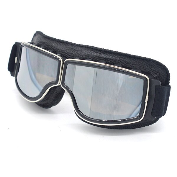 Evomosa – lunettes de moto universelles Vintage, pour pilote, Scooter, motard, Steampunk, pour casque Harley: Silver Lens