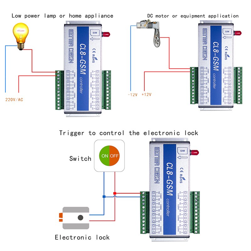 KONLEN GSM 8 Way Relay Controller Smart Home Power Switch SMS Call Temperature Sensor Remote Control Gate Opener Lock Server