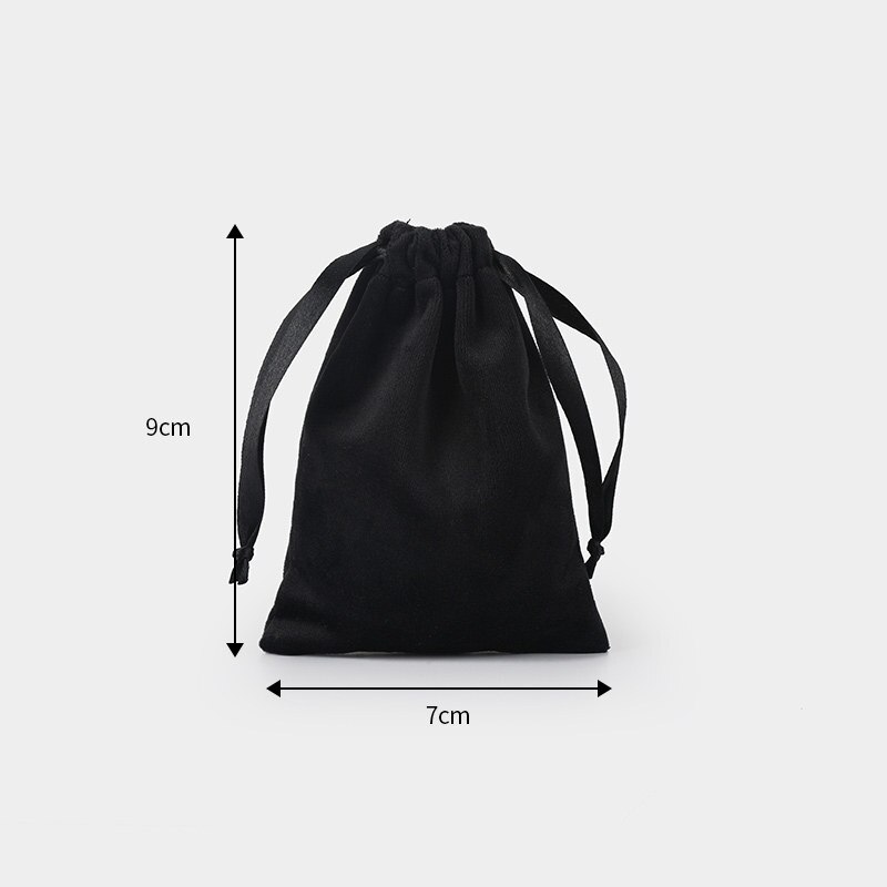 10 Pcs/Lot Christams Package Flannel Bags with Satin Drawstring Wedding Party Soft Fabric Velvet Pouch Dustbag: black 7x9cm