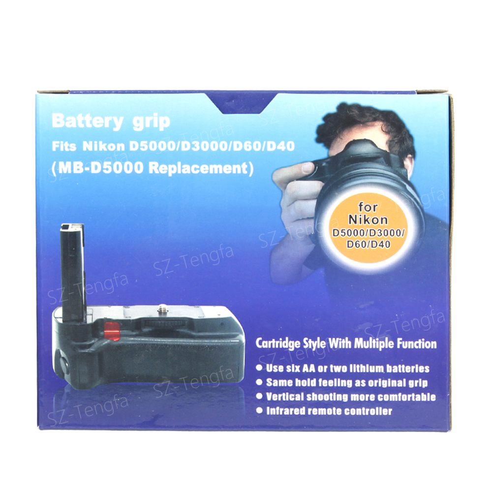 IR Afstandsbediening Verticale Batterij Grip MB-D5000 + Voor Nikon D5000/D3000/D60/D40 voor twee ENEL-9 batterij of zes aa-batterijen
