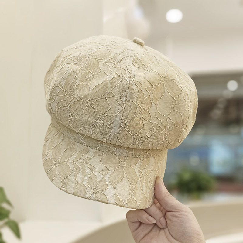 Foux Newsboy Caps Summer Spring Women Lace Thin Pure Color Breathable Baker Boy Painter Hat Adjustable Korea Japanese