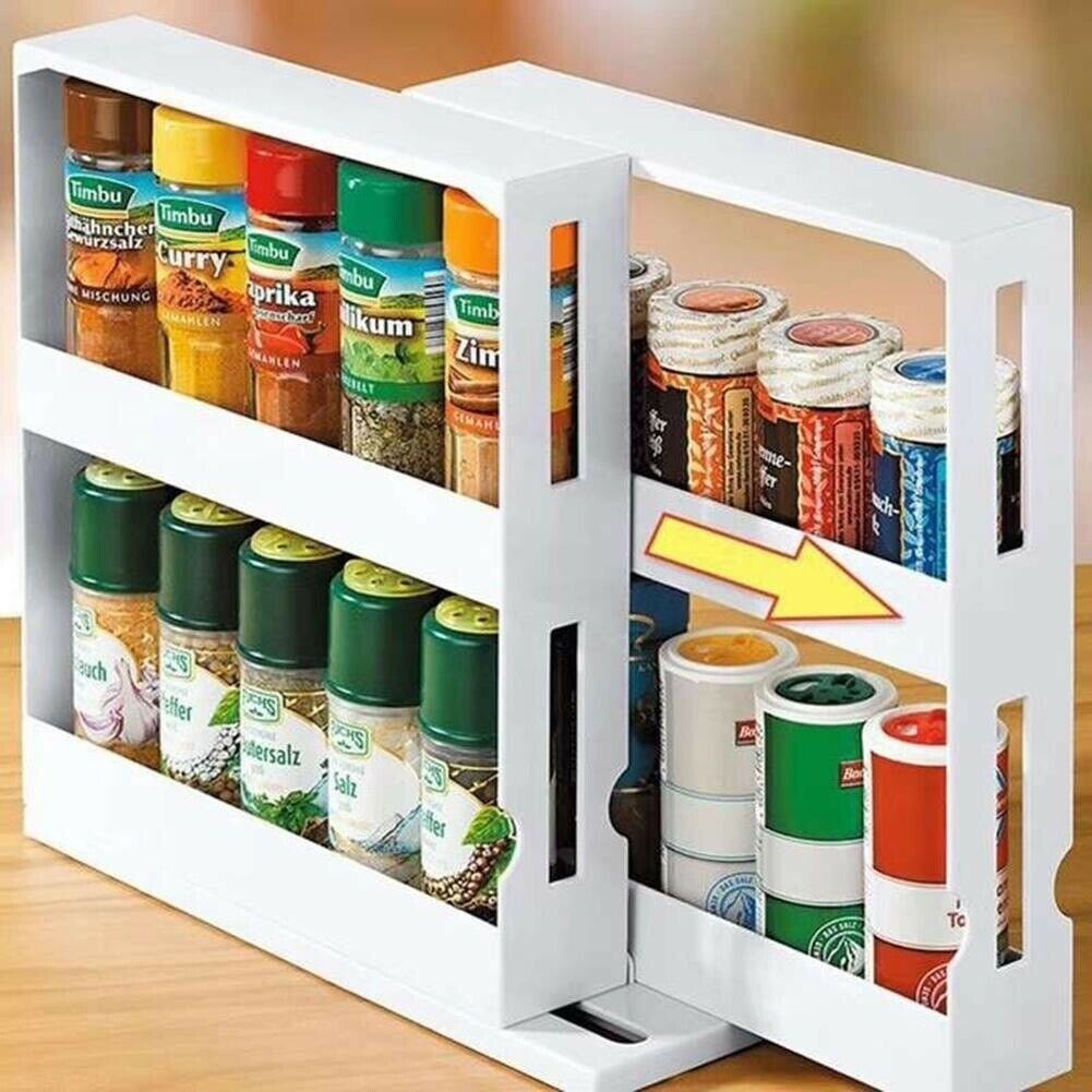 Multifunctionele Roterende Potten Kruidenrek Fles Opslag Wit Pp Kast Keuken Storage Rack Holder Organizer