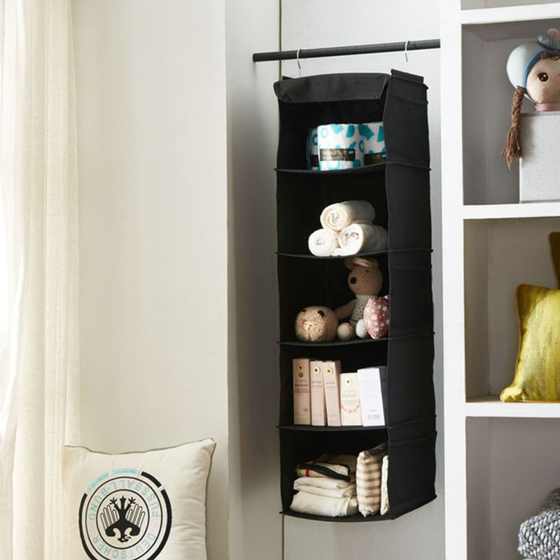 Yaapeet -Shelf Hanging Closet Organizer Collapsible Closet Side-Pockets Clothes Accessories Storage Washable Cloth Fabric