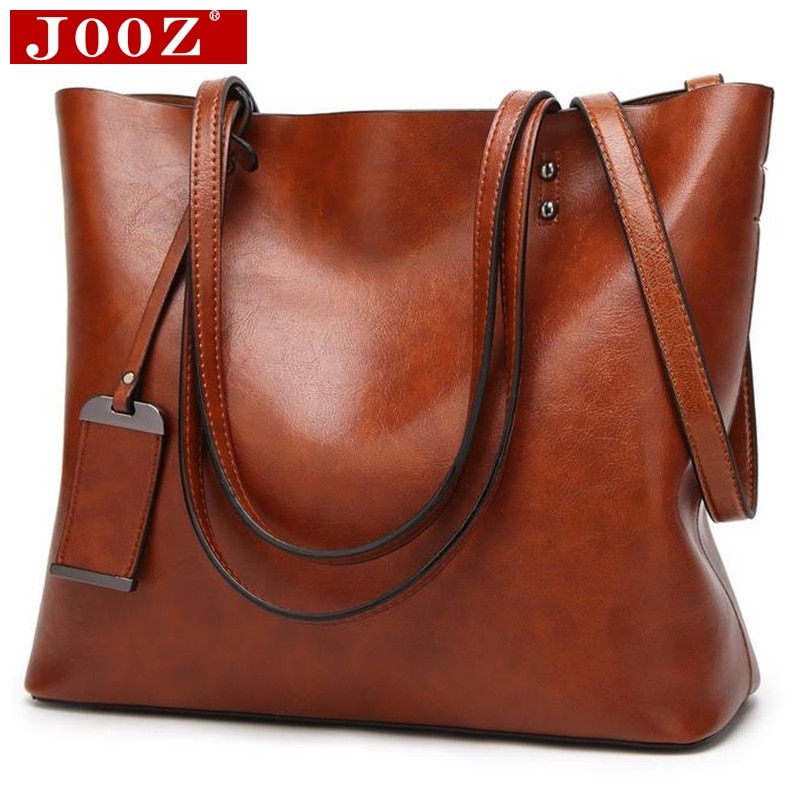 JOOZ Waxing Leather bucket bags Simple Double strap female shoulder bags For Women Messenger Bags Lady All-Purpose Shopping tote