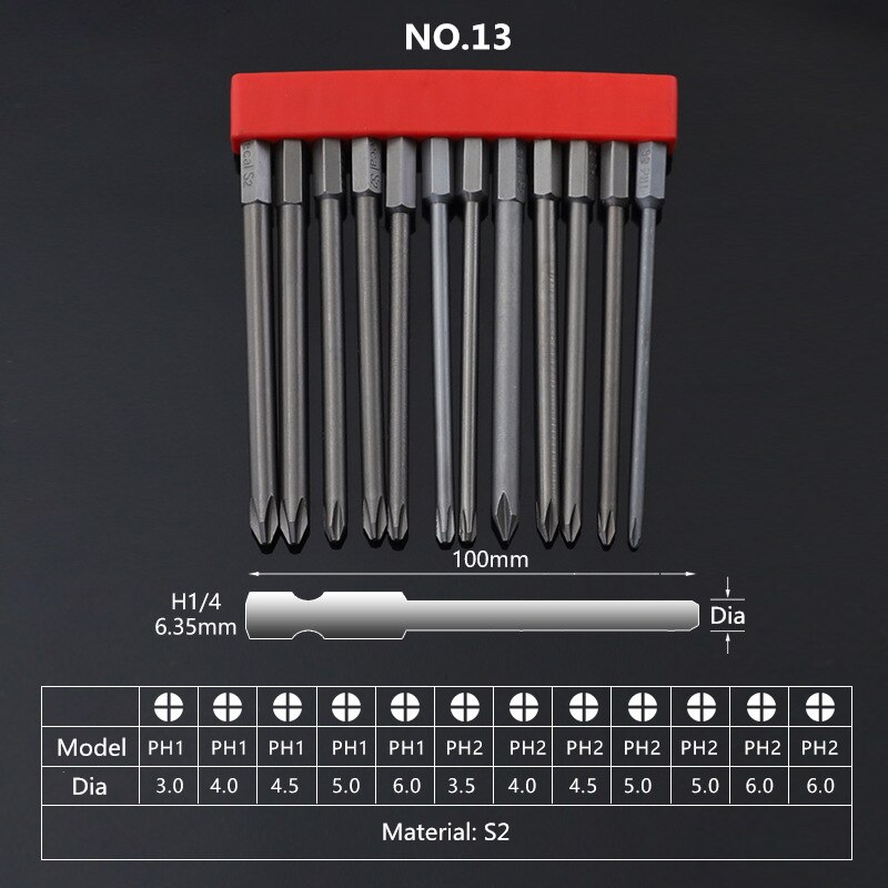 12pcs Set Security Tamper Proof Magnetic Screwdriver Drill Bit Screwdriver Bits Hex Torx Flat Head 1/4 "50mm 75mm 100mm: 13