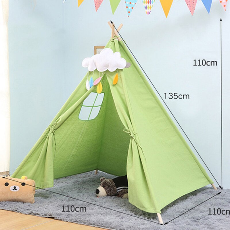 135*110 centimetri Per Bambini Portatili Tenda Tela di Cotone Tepee Casa Tenda dei bambini Delle Ragazze della Casa del Gioco Wigwam Gioco di Casa india Triangolo Tende