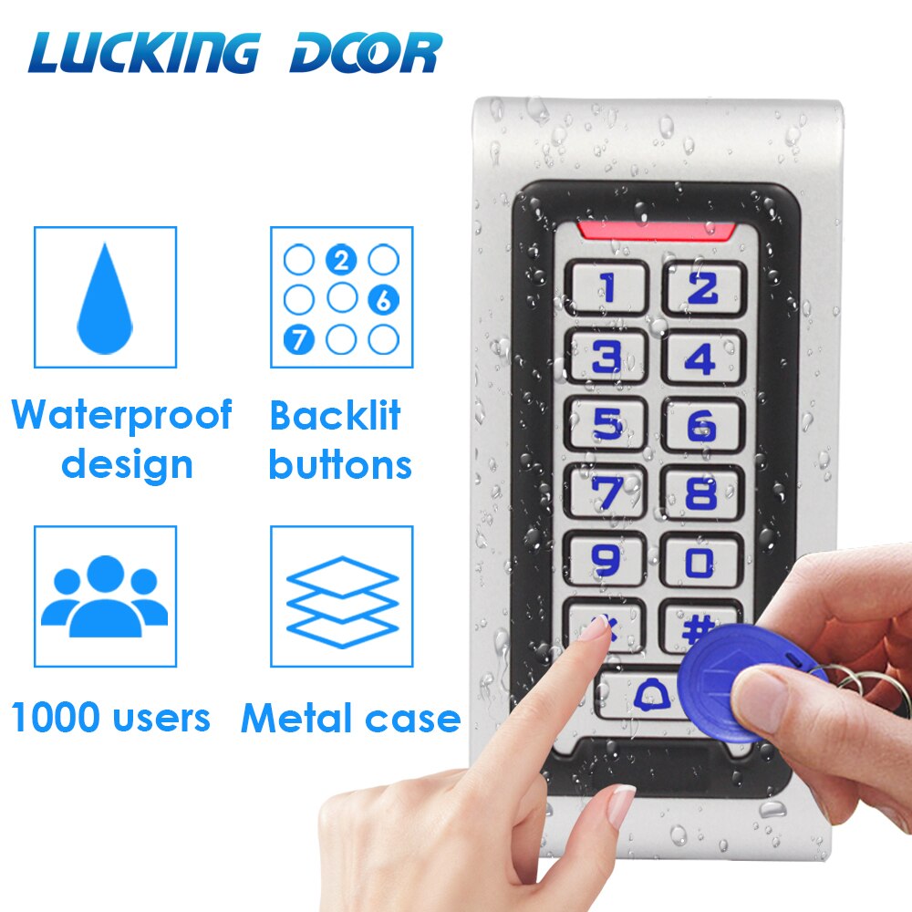 IP67 Waterdichte Backlight Rfid Deur Toegangscontrole Reader Toetsenbord 1000 Gebruikers Deurbel 125Khz Em Card Opener