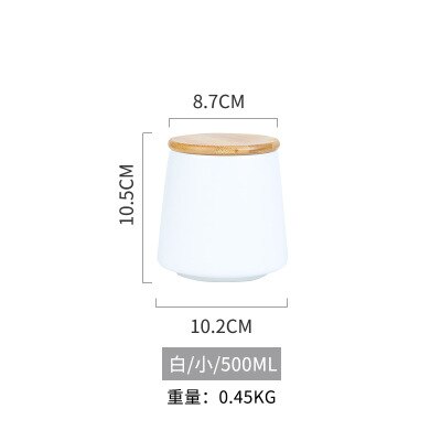 Tarro sellado de cerámica nórdico con tapa, recipientes de almacenamiento de granos variados de cocina, frasco de almacenamiento de alimentos, organizador de café y té: white-s