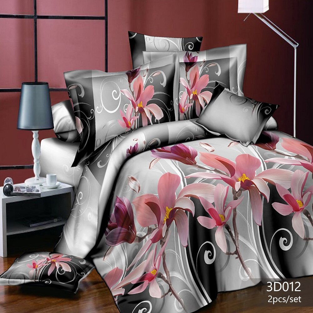 Light Family Down Quilt Twin Queen Bedding Sets 3d Quilt Duvet Cover Pillowcase Set Flowers Printing Decorate Family Bedroom: Color 3