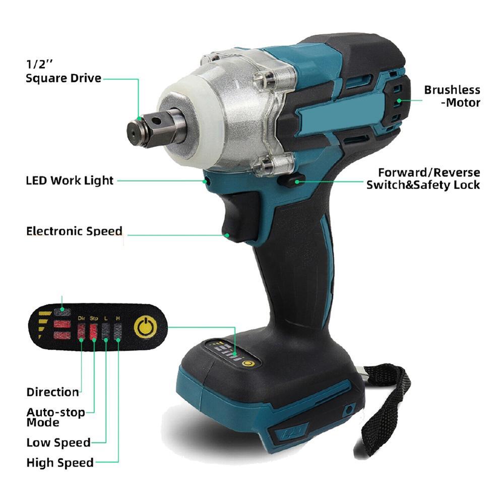 Cordless Power Drill 1/2-inch Chuck 520Nm Torque 3600RPM Brushless Motor Wrench Power Tool Packing Without Battary