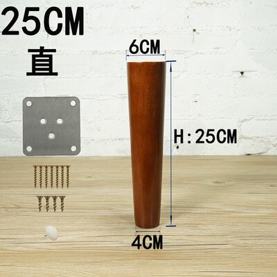 4 stk / parti bordben eg sofa fodskabsmøbler forhøjning metal ben i massivt træ mørk valnød farve bordben  b525: 25cm højde b