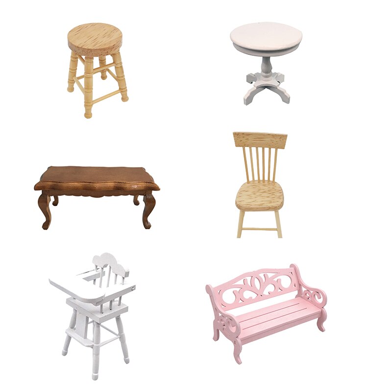 1/12 Dollhouse Miniature Mini Wooden Coffee Table Simulation End Table Furniture Toys for Doll House Decoration Accessories#4