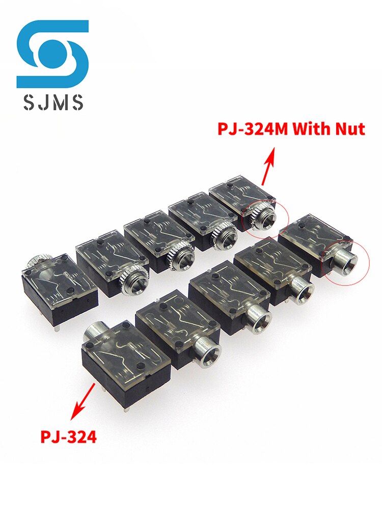 PJ-306 PJ-307 PJ-316 PJ-318 PJ-319 PJ-324 PJ-324M PJ-325 3.5mm Headphone Female Jack Socket Audio Connector DIP PCB Mount