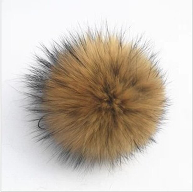DANKEYISI 5 uds DIY pompones Piel de mapache 13-14cm piel Pom gorro de punto gorros bufandas de llavero de piel Real pompones Bola de piel: 12