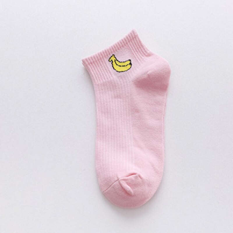 Spring Summer Art Fresh Fruit Boat Socks White Soft Cotton Socks Breathable Cute Women's Travel Hosiery: pink