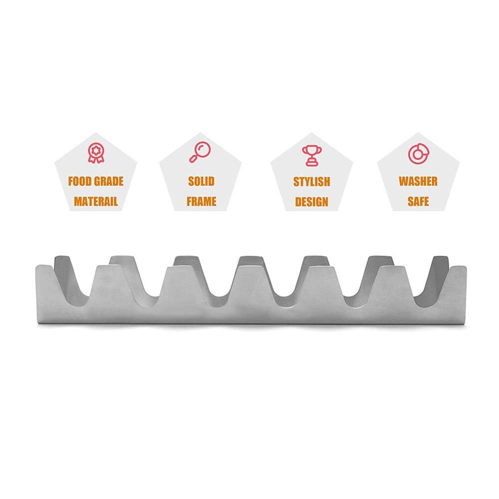 6 pitää tacoteline ruostumatonta terästä taco-telinekuori taco esittelyteline burrito tortillalautanen ruokapidike telineen kuori