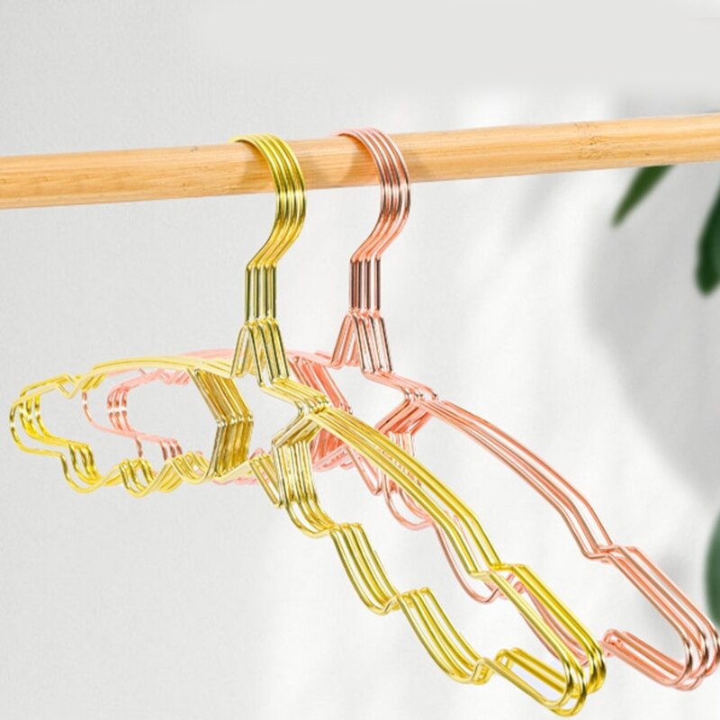 Wrought Iron Clothes Hangers 10 Pcs Metal Light Luxury Star Hanger Anti-slip for Home Bedroom Dormitory Wardrobe