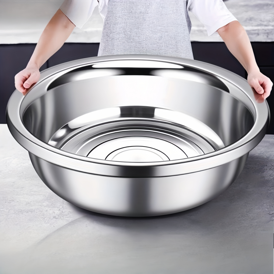 Oversized 36cm Metal Cooking Nesting Salad Bowls Large Capacity Washing Bowl Stainless Steel Mixing Bowl Set for Cooking: black