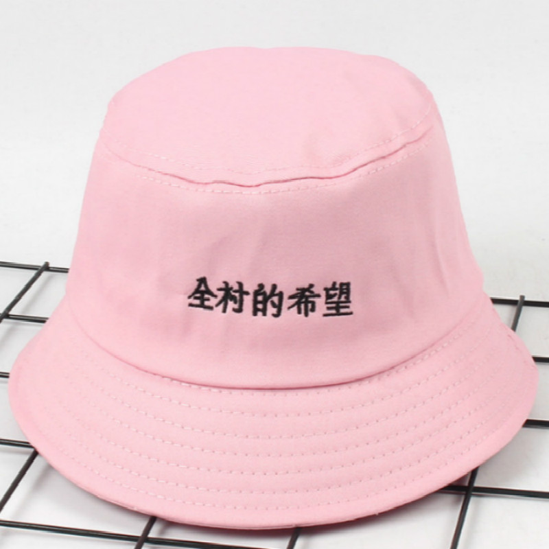 Broderi kinesisk bogstav spand hat hip hop udendørs sommer japansk rejse hat ferie kvinder sol panama fisker kasket