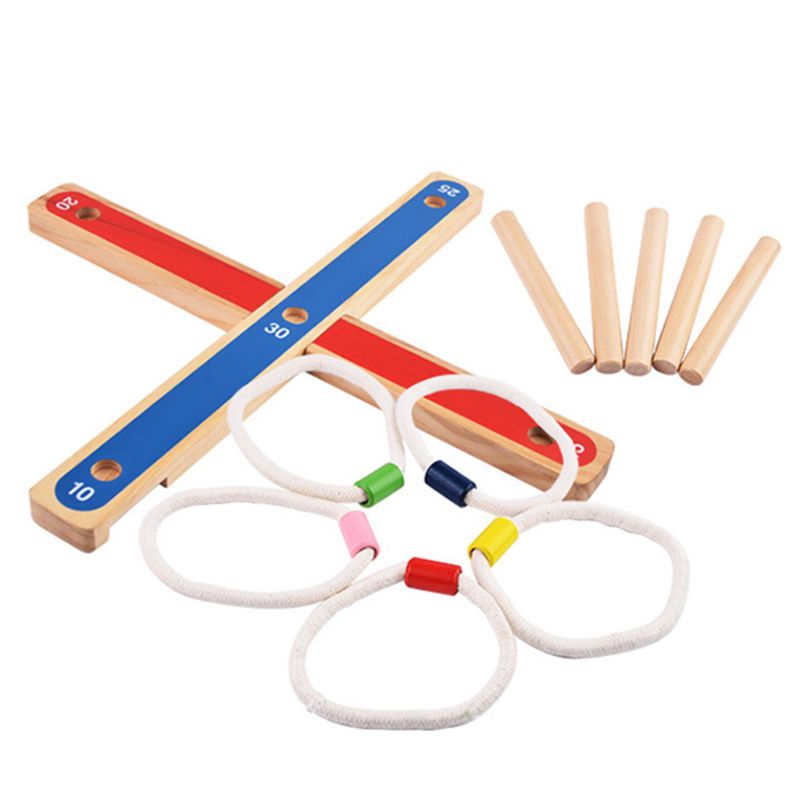 gadget GIARDINO/all'aperto CORDA PIOLI di LEGNO di LANCIO del GIOCO GIOCO di Famiglia Pioli E Corda Gioco G99C