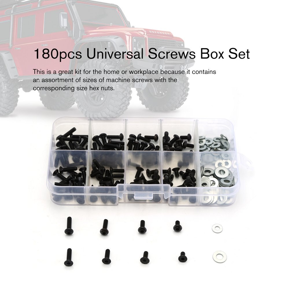 180 stücke Universal Schrauben Box Set für 1/10 HSP Traxxas Tamiya HPI Kyosho D90 SRC10 Fernbedienung RC Modell Auto teile